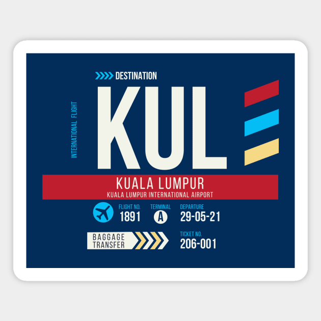 Kuala Lumpur (KUL) Airport Code Baggage Tag Magnet by SLAG_Creative